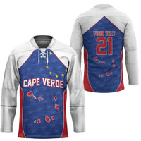 World Football 2026 Cape Verde Custom Hockey Jersey Tubaroes Azuis Verde Simple Map - Wonder Print Shop