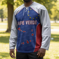 World Football 2026 Cape Verde Custom Hockey Jersey Tubaroes Azuis Verde Simple Map - Wonder Print Shop