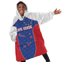 World Football 2026 Cape Verde Custom Kid Wearable Blanket Hoodie Tubaroes Azuis Verde Simple Map - Wonder Print Shop