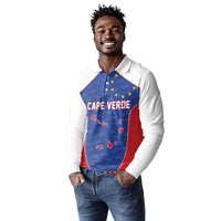 World Football 2026 Cape Verde Custom Long Sleeve Polo Shirt Tubaroes Azuis Verde Simple Map - Wonder Print Shop