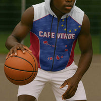 World Football 2026 Cape Verde Custom Sleeveless Zip Hoodie Tubaroes Azuis Verde Simple Map - Wonder Print Shop