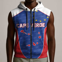 World Football 2026 Cape Verde Custom Sleeveless Zip Hoodie Tubaroes Azuis Verde Simple Map - Wonder Print Shop