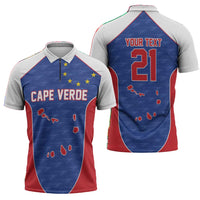 World Football 2026 Cape Verde Custom Zipper Polo Shirt Tubaroes Azuis Verde Simple Map - Wonder Print Shop