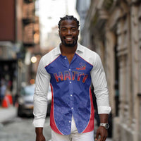 World Football 2026 Afro-Haiti Custom Long Sleeve Button Shirt Together For Ayiti Blue Style - Wonder Print Shop