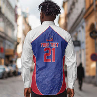 World Football 2026 Afro-Haiti Custom Long Sleeve Button Shirt Together For Ayiti Blue Style - Wonder Print Shop