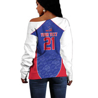 World Football 2026 Afro-Haiti Custom Off Shoulder Sweater Together For Ayiti Blue Style - Wonder Print Shop