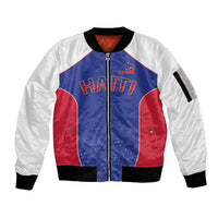 World Football 2026 Afro-Haiti Custom Sleeve Zip Bomber Jacket Together For Ayiti Blue Style - Wonder Print Shop