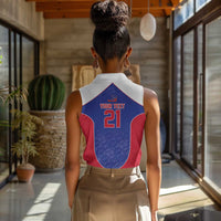World Football 2026 Afro-Haiti Custom Women Sleeveless Polo Shirt Together For Ayiti Blue Style - Wonder Print Shop