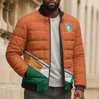 World Football 2026 Ivory Coast Custom Bomber Puffer Jacket African Adinkra Pattern - Wonder Print Shop