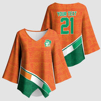 World Football 2026 Ivory Coast Custom Kimono Sleeve Blouse African Adinkra Pattern - Wonder Print Shop