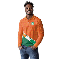 World Football 2026 Ivory Coast Custom Long Sleeve Polo Shirt African Adinkra Pattern - Wonder Print Shop