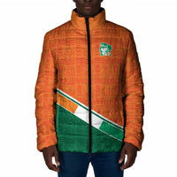 World Football 2026 Ivory Coast Custom Padded Jacket African Adinkra Pattern - Wonder Print Shop