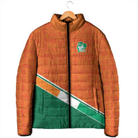 World Football 2026 Ivory Coast Custom Padded Jacket African Adinkra Pattern - Wonder Print Shop