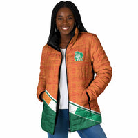 World Football 2026 Ivory Coast Custom Padded Jacket African Adinkra Pattern - Wonder Print Shop