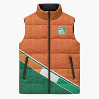 World Football 2026 Ivory Coast Custom Sleeveless Puffer Jacket African Adinkra Pattern - Wonder Print Shop