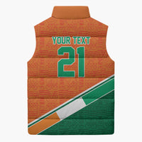 World Football 2026 Ivory Coast Custom Sleeveless Puffer Jacket African Adinkra Pattern - Wonder Print Shop
