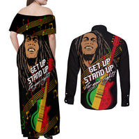 Legend Bob Get Up Stand Up Couples Matching Off Shoulder Maxi Dress and Long Sleeve Button Shirt Reggae Multicolored LT9 - Wonder Print Shop