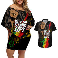 Legend Bob Get Up Stand Up Couples Matching Off Shoulder Short Dress and Hawaiian Shirt Reggae Multicolored LT9 - Wonder Print Shop