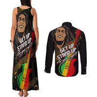 Legend Bob Get Up Stand Up Couples Matching Tank Maxi Dress and Long Sleeve Button Shirt Reggae Multicolored LT9 - Wonder Print Shop