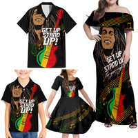 Legend Bob Get Up Stand Up Family Matching Off Shoulder Maxi Dress and Hawaiian Shirt Reggae Multicolored LT9 - Wonder Print Shop