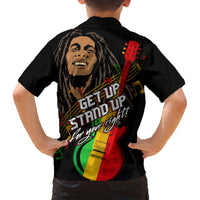 Legend Bob Get Up Stand Up Family Matching Short Sleeve Bodycon Dress and Hawaiian Shirt Reggae Multicolored - Wonder Print Shop