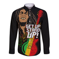 Legend Bob Get Up Stand Up Long Sleeve Button Shirt Reggae Multicolored - Wonder Print Shop
