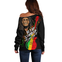 Legend Bob Get Up Stand Up Off Shoulder Sweater Reggae Multicolored - Wonder Print Shop