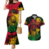 Rastafarian Lion Legend Bob Couples Matching Mermaid Dress and Hawaiian Shirt Reggae Festival Sketch Portrait LT9 - Wonder Print Shop