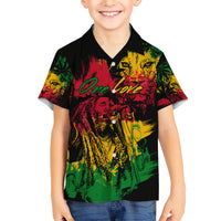 Rastafarian Lion Legend Bob Family Matching Short Sleeve Bodycon Dress and Hawaiian Shirt Reggae Festival Sketch Portrait - Wonder Print Shop