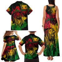 Rastafarian Lion Legend Bob Family Matching Tank Maxi Dress and Hawaiian Shirt Reggae Festival Sketch Portrait - Wonder Print Shop
