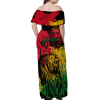 Rastafarian Lion Legend Bob Off Shoulder Maxi Dress Reggae Festival Sketch Portrait - Wonder Print Shop