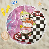 Personalized Japanese Kawaii Sushi Roll Beach Blanket Wagara Palaka Pattern