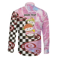 Personalized Japanese Kawaii Sushi Roll Family Matching Tank Maxi Dress and Hawaiian Shirt Wagara Palaka Pattern