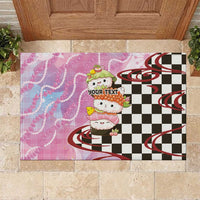 Personalized Japanese Kawaii Sushi Roll Rubber Doormat Wagara Palaka Pattern