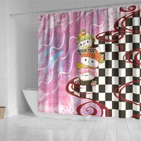 Personalized Japanese Kawaii Sushi Roll Shower Curtain Wagara Palaka Pattern