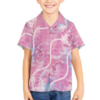 Japanese Koi Fish Family Matching Off Shoulder Maxi Dress and Hawaiian Shirt Pink Wagara Palaka Honohono Pikake Lei