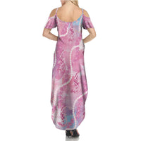 Japanese Koi Fish Summer Maxi Dress Pink Wagara Palaka Honohono Pikake Lei
