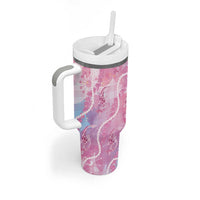 Japanese Koi Fish Tumbler With Handle Pink Wagara Palaka Honohono Pikake Lei