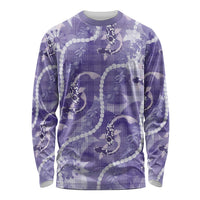 Japanese Koi Fish Long Sleeve Shirt Purple Wagara Palaka Honohono Pikake Lei