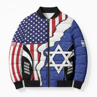 USA Israel Bomber Puffer Jacket Stars of David Sporty Style