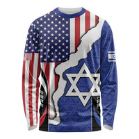USA Israel Long Sleeve Shirt Stars of David Sporty Style