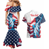 Personalized United States Independence Day Couples Matching Mermaid Dress and Hawaiian Shirt Statue of Liberty Happy 4th Of July LT9 - Wonder Print Shop