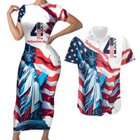 Personalized United States Independence Day Couples Matching Short Sleeve Bodycon Dress and Hawaiian Shirt Statue of Liberty Happy 4th Of July LT9 - Wonder Print Shop