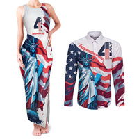 Personalized United States Independence Day Couples Matching Tank Maxi Dress and Long Sleeve Button Shirt Statue of Liberty Happy 4th Of July LT9 - Wonder Print Shop