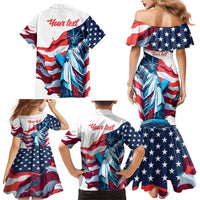 Personalized United States Independence Day Family Matching Mermaid Dress and Hawaiian Shirt Statue of Liberty Happy 4th Of July LT9 - Wonder Print Shop