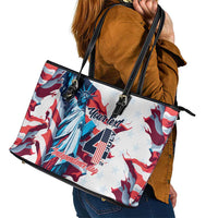 Personalized United States Independence Day Leather Tote Bag Statue of Liberty Happy 4th Of July - Wonder Print Shop