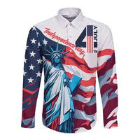 Personalized United States Independence Day Long Sleeve Button Shirt Statue of Liberty Happy 4th Of July - Wonder Print Shop