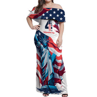 Personalized United States Independence Day Off Shoulder Maxi Dress Statue of Liberty Happy 4th Of July - Wonder Print Shop