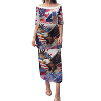 Personalized American Eagles 4th of July Family Matching Puletasi and Hawaiian Shirt USA Independence Day - Wonder Print Shop