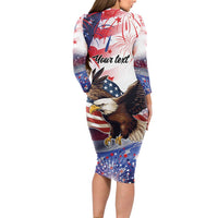 Personalized American Eagles 4th of July Long Sleeve Bodycon Dress USA Independence Day - Wonder Print Shop